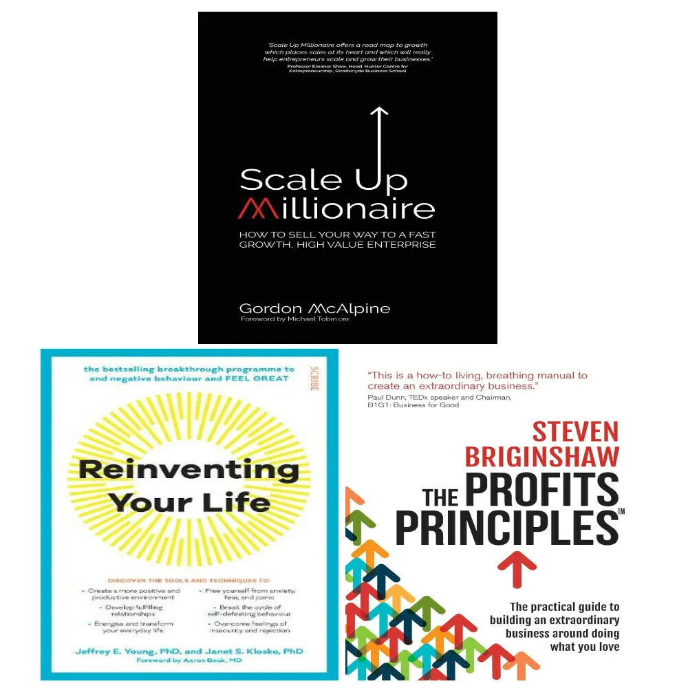 Scale Up Millionaire, Profits Principles, Reinventing Your Life 3 Books Set