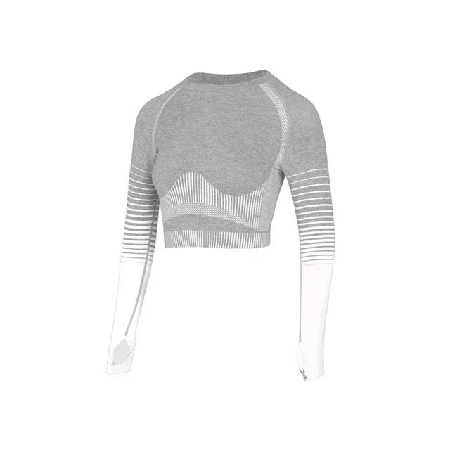 Seamless Female Yoga Set Long Sleeve Top High Waist Belly Control Sport Leggings Gym Clothes Seamless Sport Suit canbe alone buy