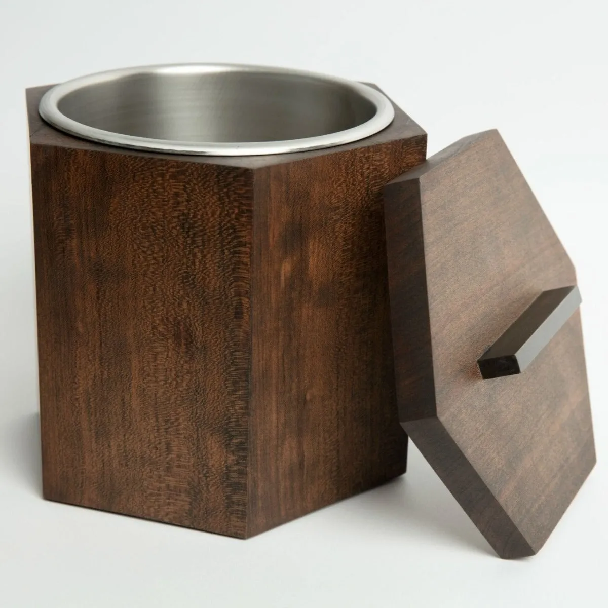 SECONDS Unique Wooden Ice Bucket in Blackened Cherry