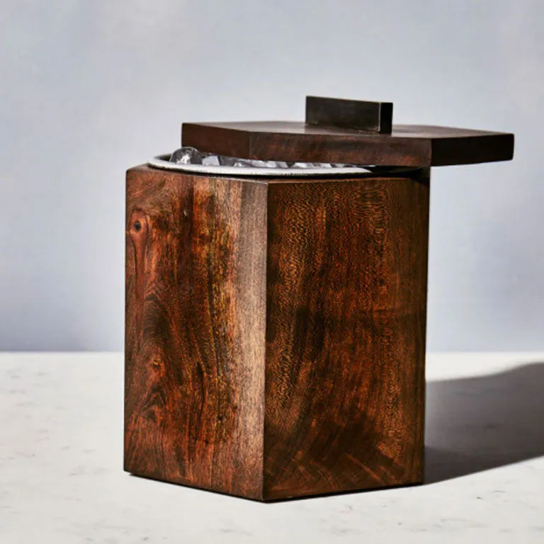 SECONDS Unique Wooden Ice Bucket in Blackened Cherry