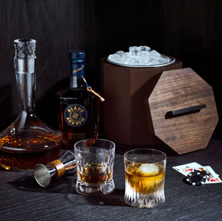 SECONDS Unique Wooden Ice Bucket in Blackened Cherry