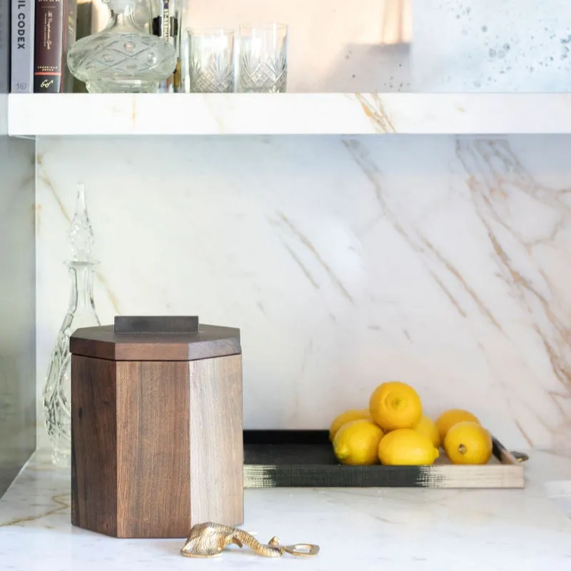 SECONDS Unique Wooden Ice Bucket in Blackened Cherry