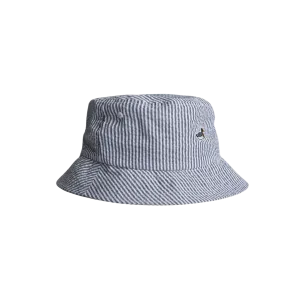 Seersucker Bucket Hat Vertical Stripes Light Blue