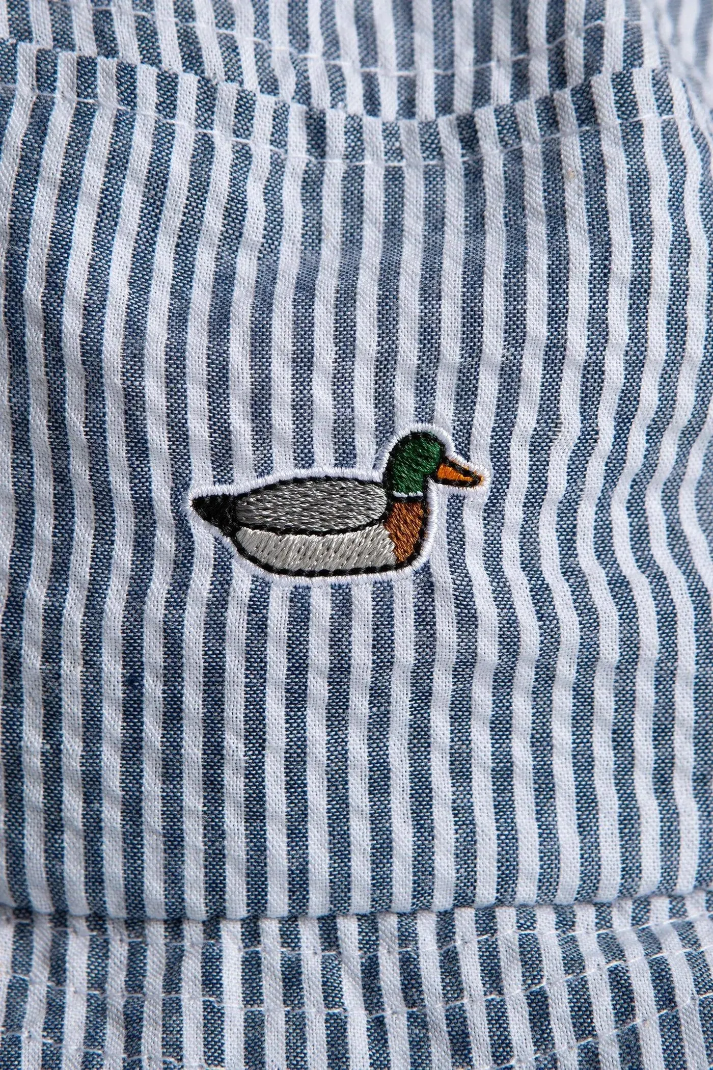 Seersucker Bucket Hat Vertical Stripes Light Blue