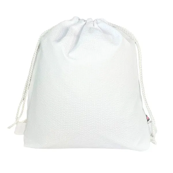 Seersucker Sling Backpack - White