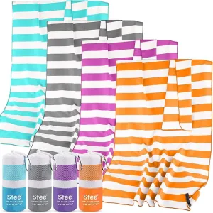 Sfee 2 in 1 Microfiber Beach Towel, Quick Dry Towel Camping Towel Travel Towel Super Absorbent Compact Lightweight Sports Towel Gym Towel Set for Beach, Gym, Hiking, Pool, Backpacking, Bath, Yoga