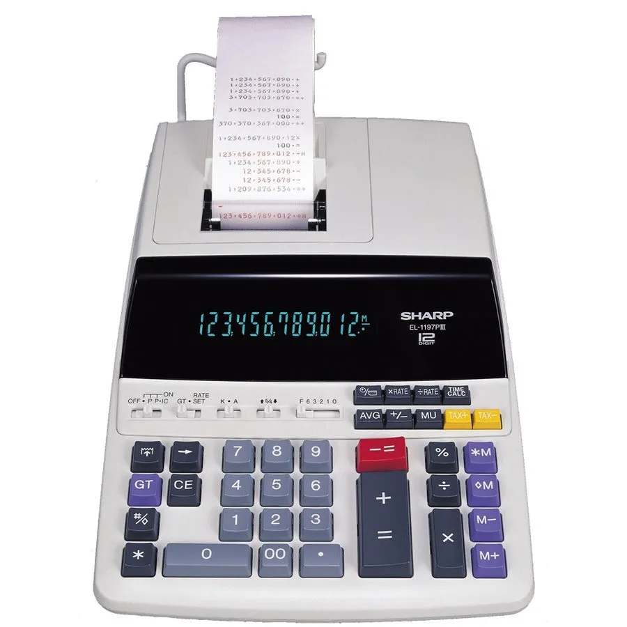 Sharp EL-1197PIII 12 Digit Commercial Printing Calculator