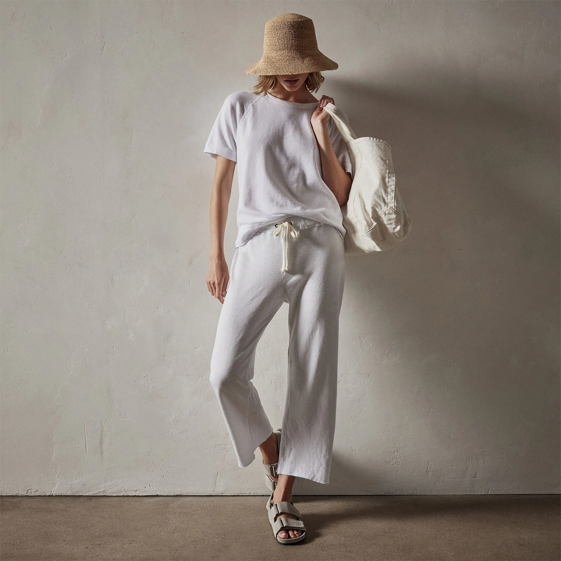 Short Sleeve Sweat Top - White