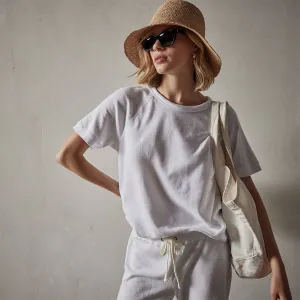 Short Sleeve Sweat Top - White