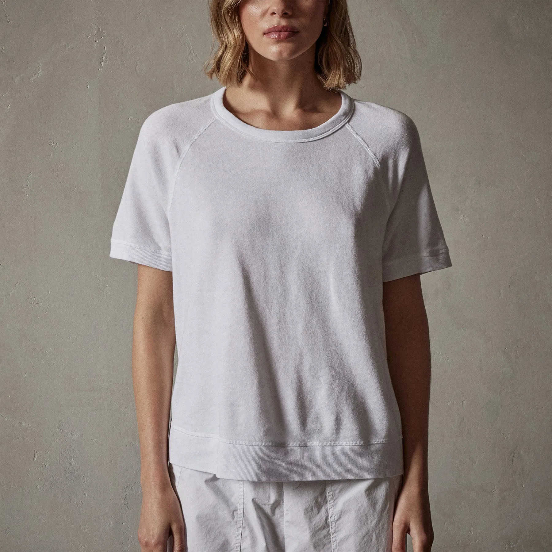 Short Sleeve Sweat Top - White