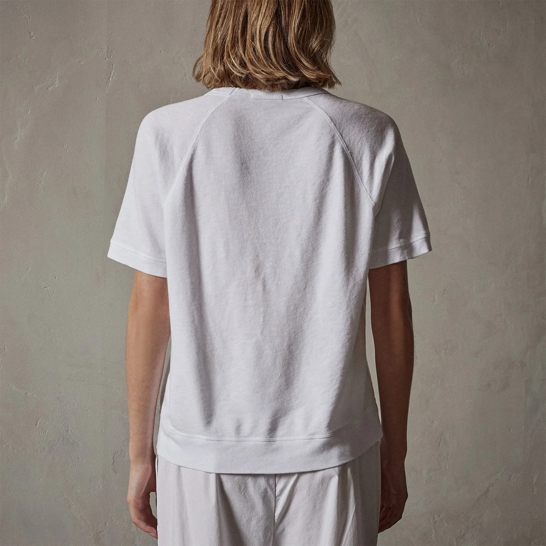 Short Sleeve Sweat Top - White