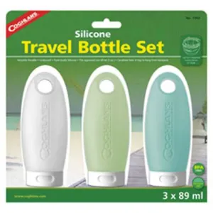 Silicone Travel Bottles (3 Pack) , Clear, Green, Blue, 3Oz (89ml)