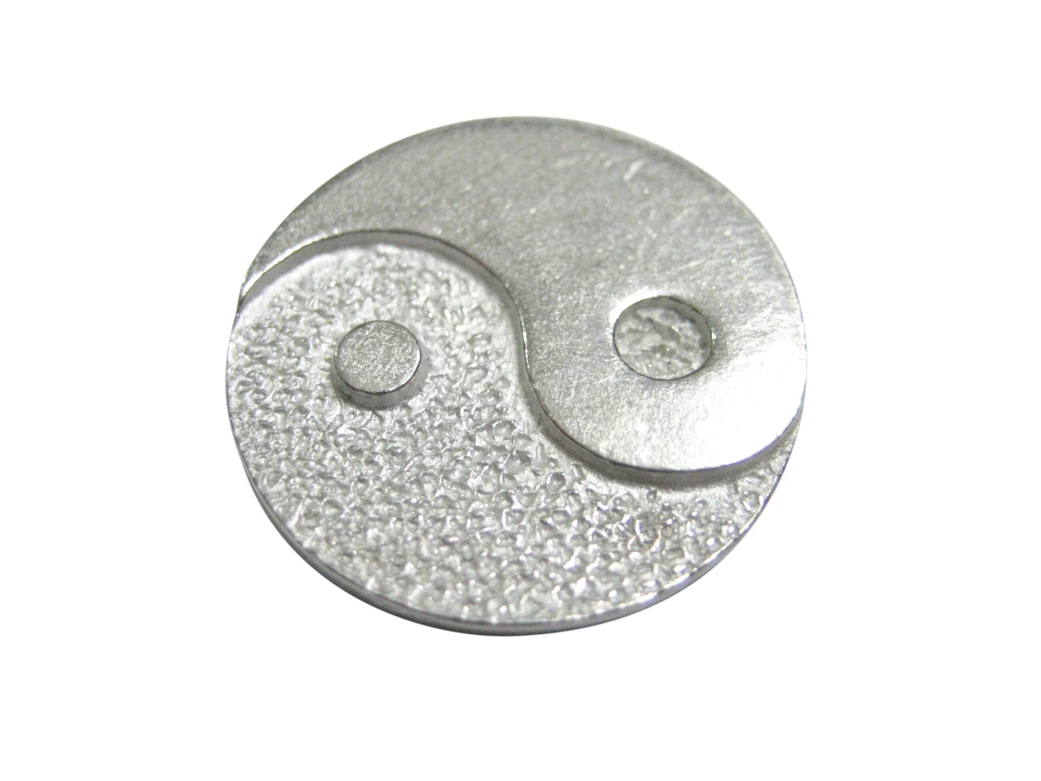 Silver Toned Circular Yin and Yang Symbol Magnet