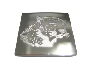 Silver Toned Etched Cheetah Head Magnet