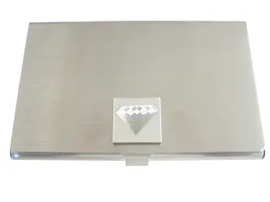 Silver Toned Etched Diamond Business Card Holder