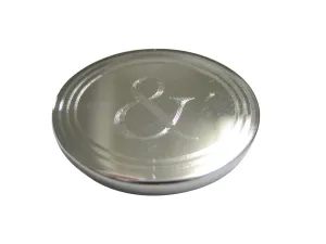 Silver Toned Etched Oval And Ampersand Sign Magnet