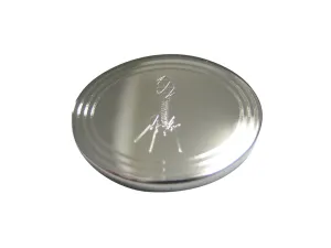 Silver Toned Etched Oval Complex Virus Magnet