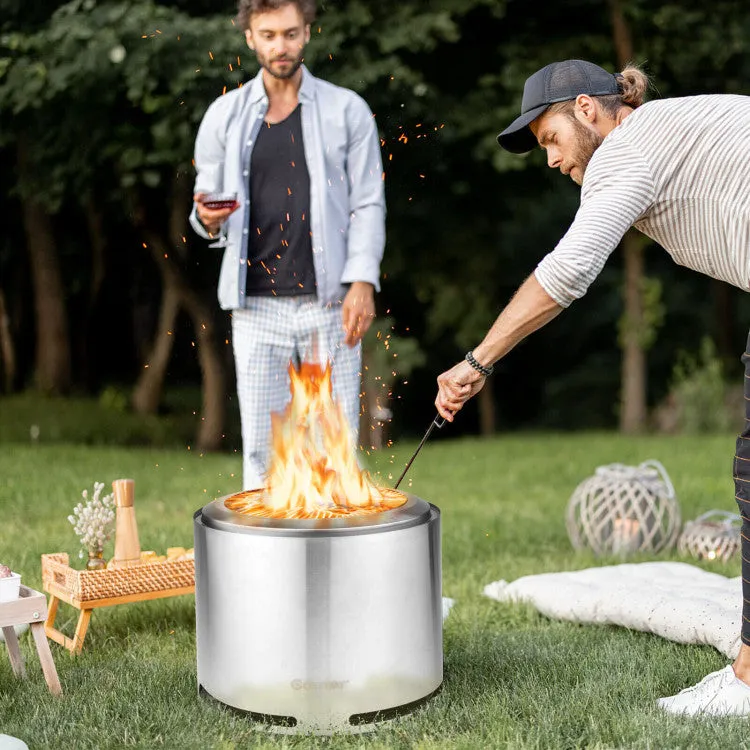 SilverCrate ™ 18.5 Inch Smokeless Fire Pit w/ Waterproof Cover