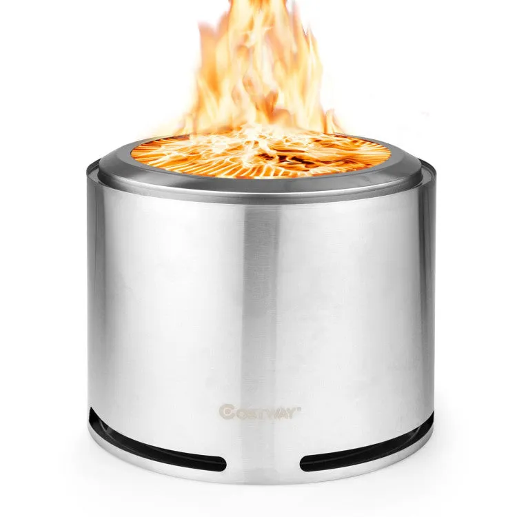 SilverCrate ™ 18.5 Inch Smokeless Fire Pit w/ Waterproof Cover