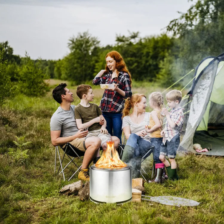 SilverCrate ™ 18.5 Inch Smokeless Fire Pit w/ Waterproof Cover