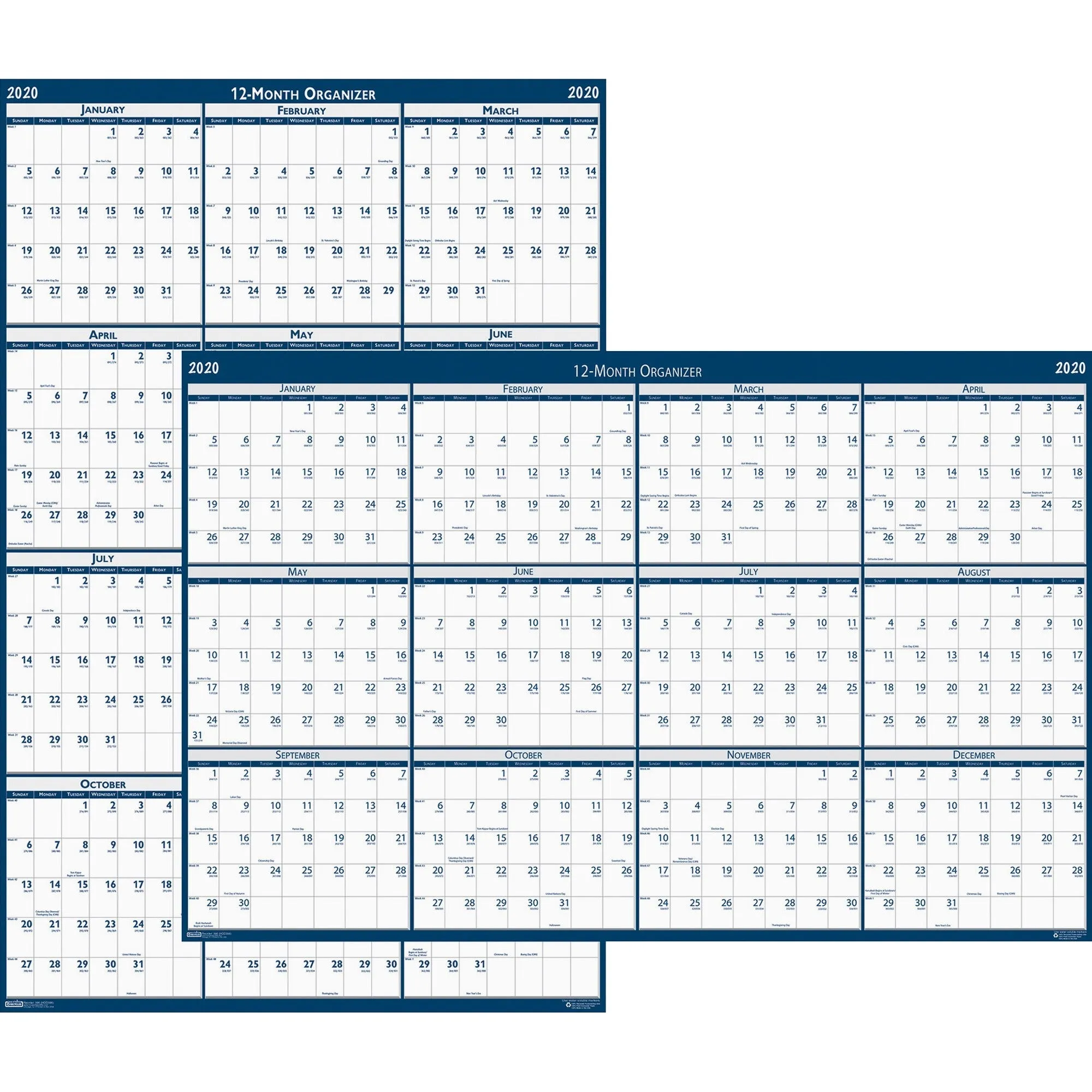 SKILCRAFT 2-sided Laminated Wall Planner