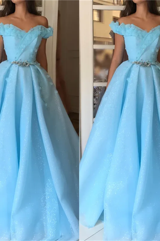 Sparkle Sequins Off-the-Shoulder Prom Party Gowns| Charming Sweetheart Sleeveless Beading Long Prom Party Gowns
