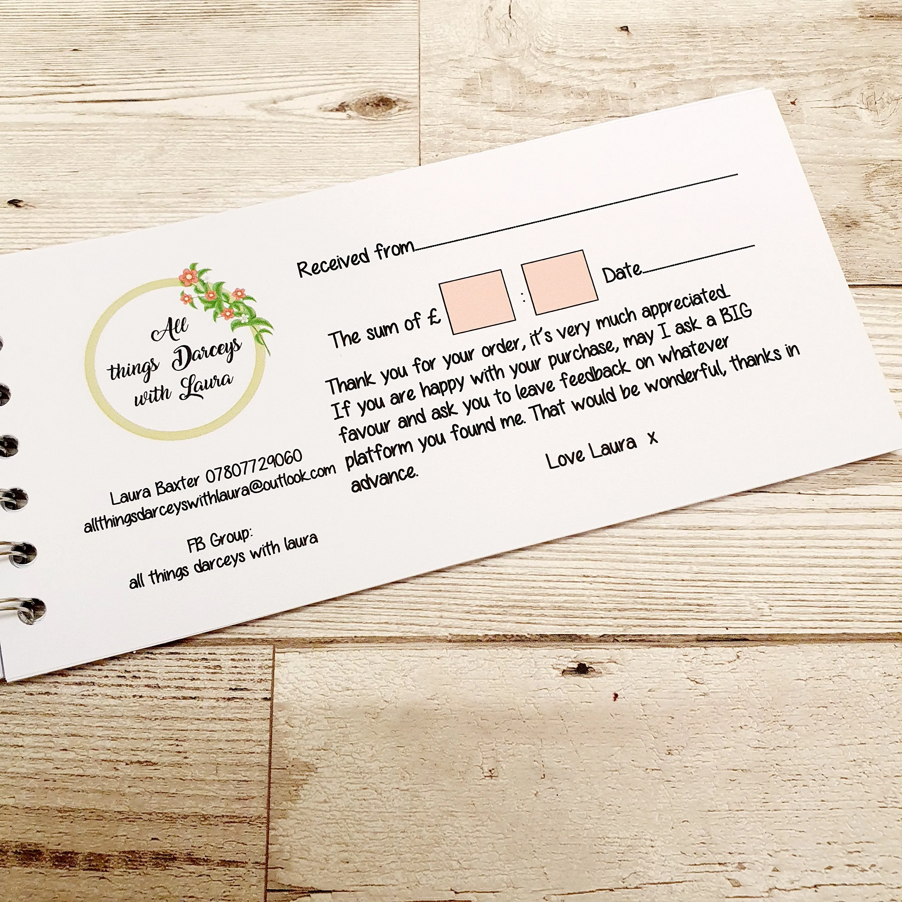 Spiral bound  Receipt Book