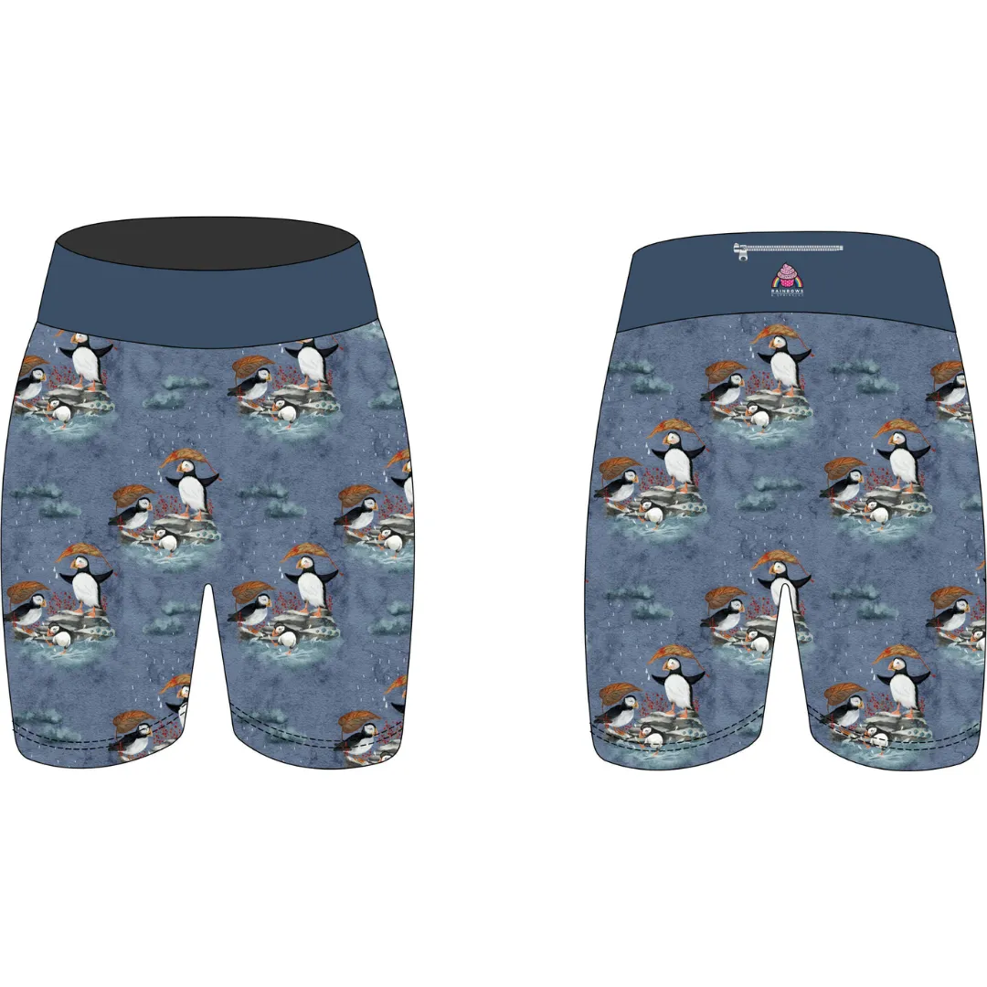 Splashing Puffins Women's Active Shorts