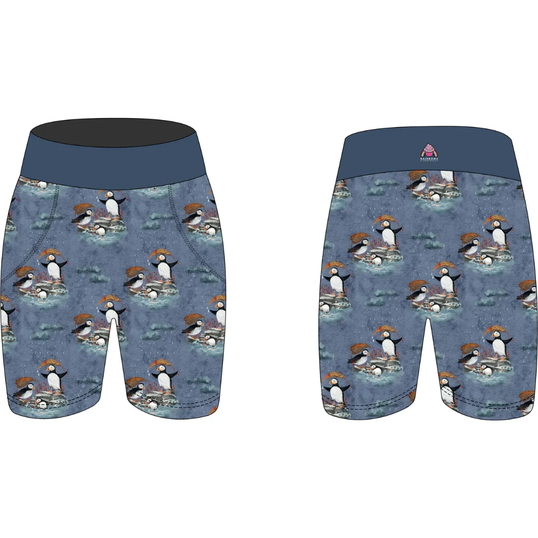 Splashing Puffins Women's Active Shorts