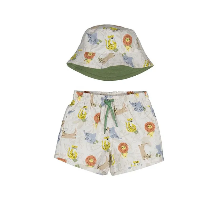 SS25 Mayoral - Jungle Animal Print T-Shirt/Swim Shorts and Bucket Hat Set