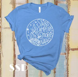 Stars Campfire S’mores Naps White Transfer