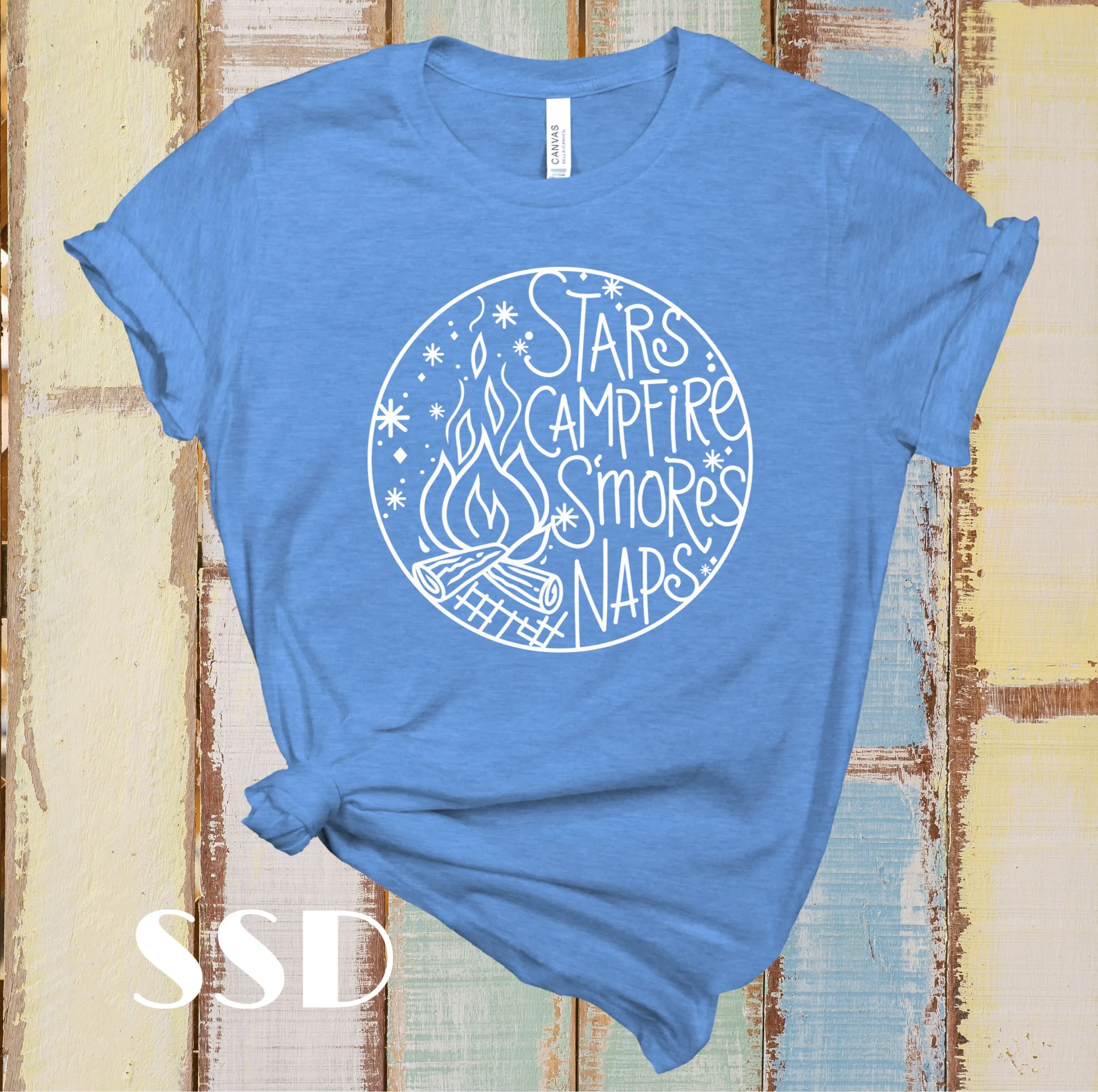 Stars Campfire S’mores Naps White Transfer