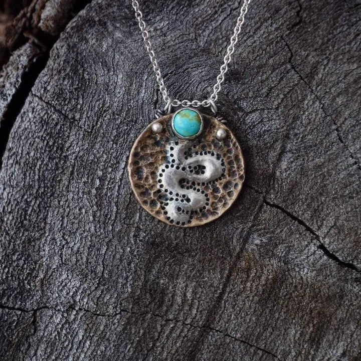 Sterling on Brass Turquoise Snake