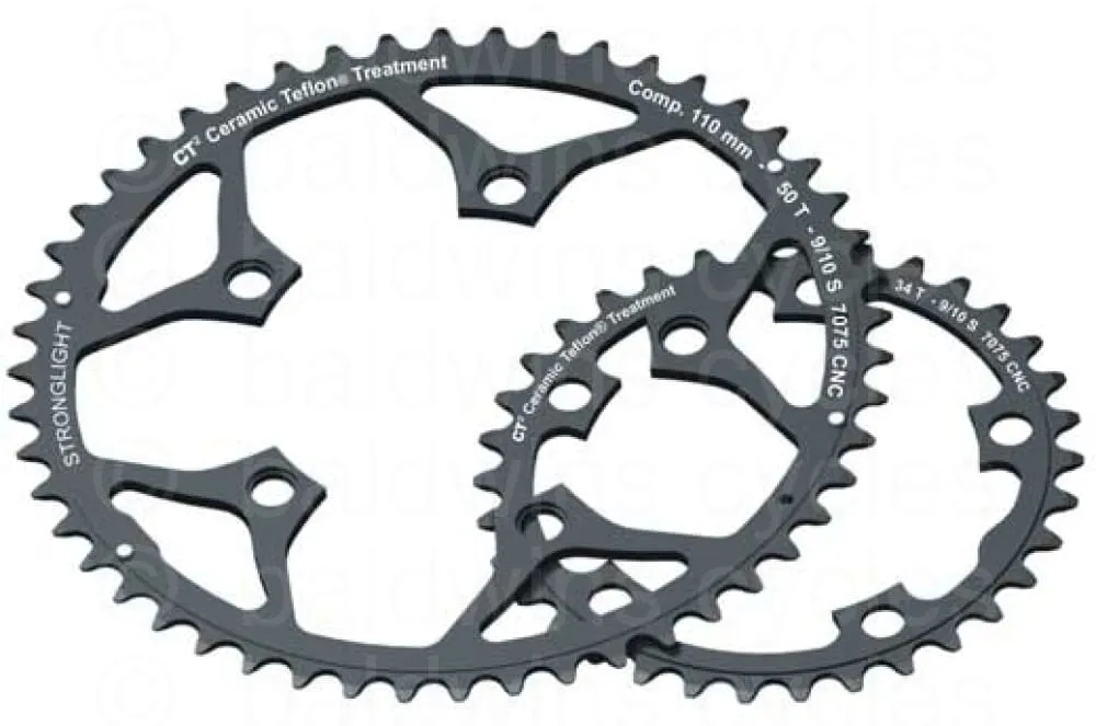 Stronglight 110PCD Type S - 5083 Series 5-Arm Road Black Chainrings 48T-50T - 46T