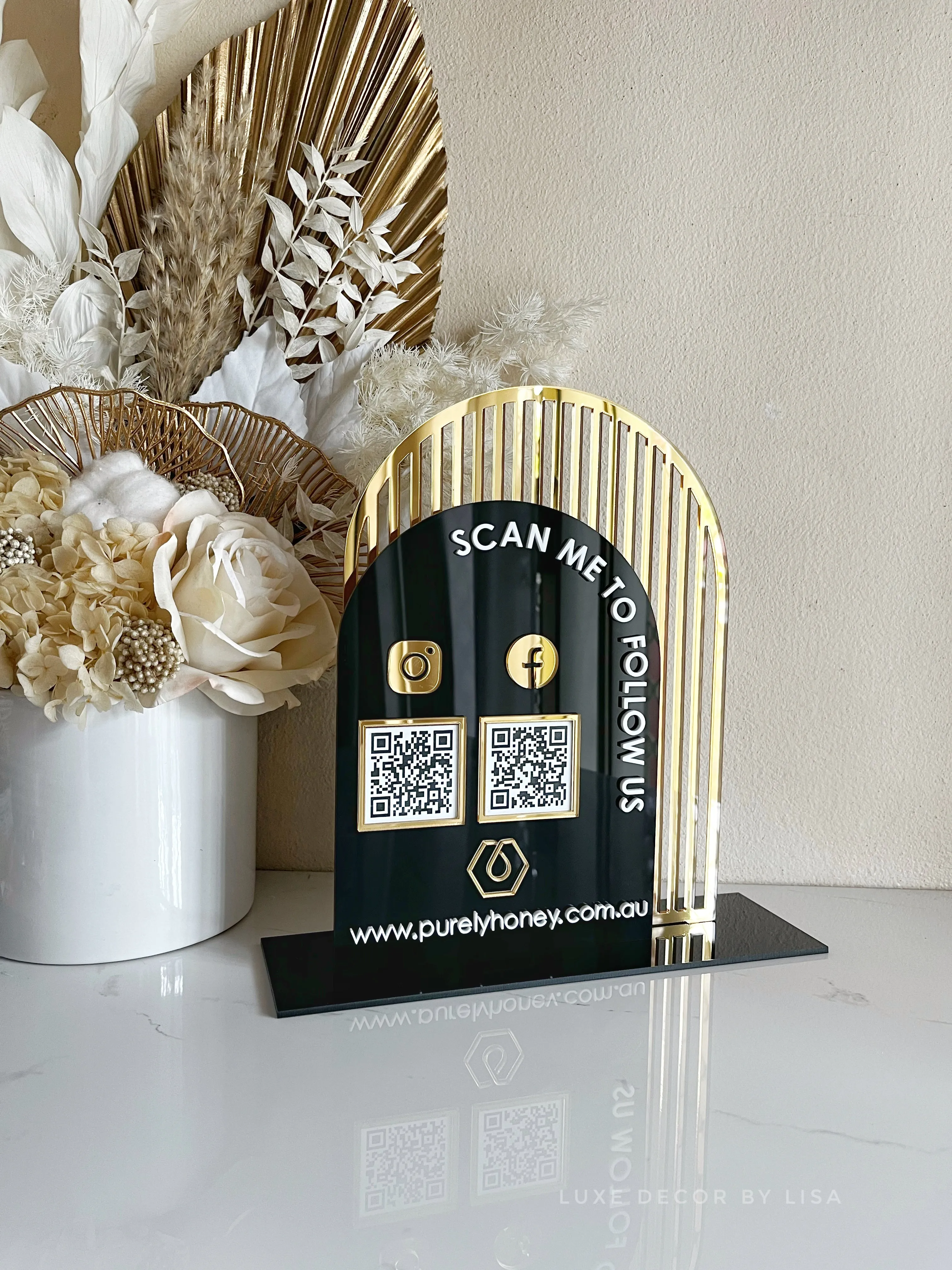 The Arched Modern QR Freestanding Sign Style 2