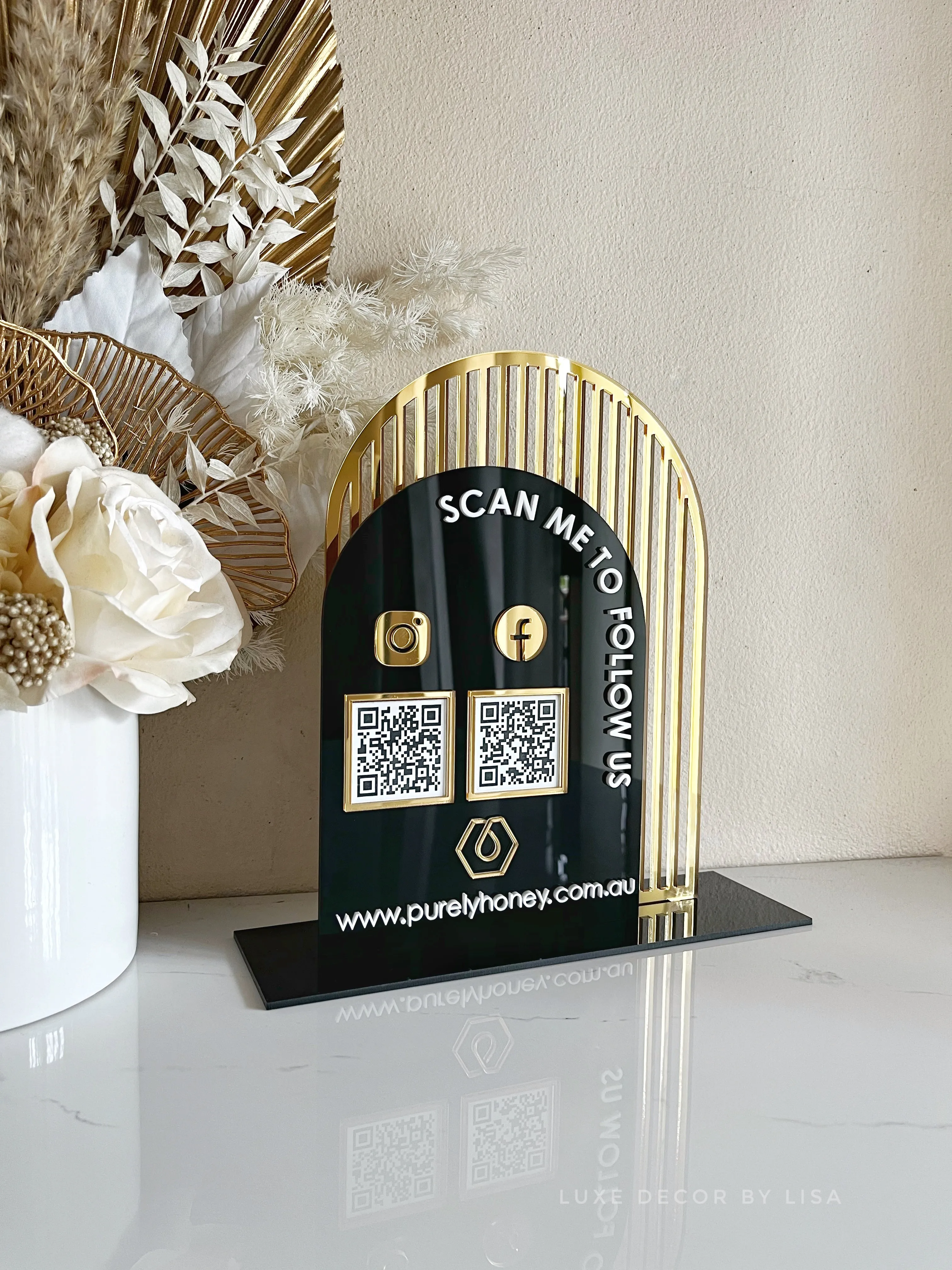 The Arched Modern QR Freestanding Sign Style 2