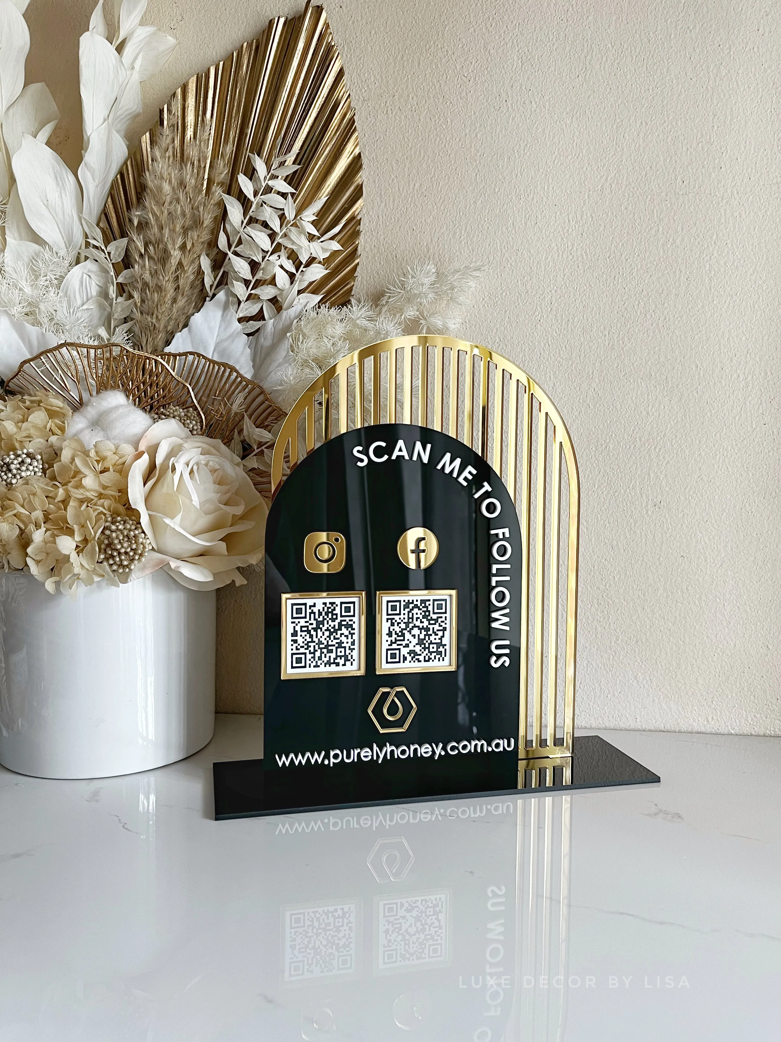 The Arched Modern QR Freestanding Sign Style 2