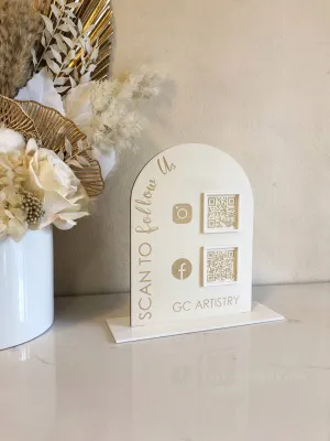 The Arched Plywood QR Sign Style 2