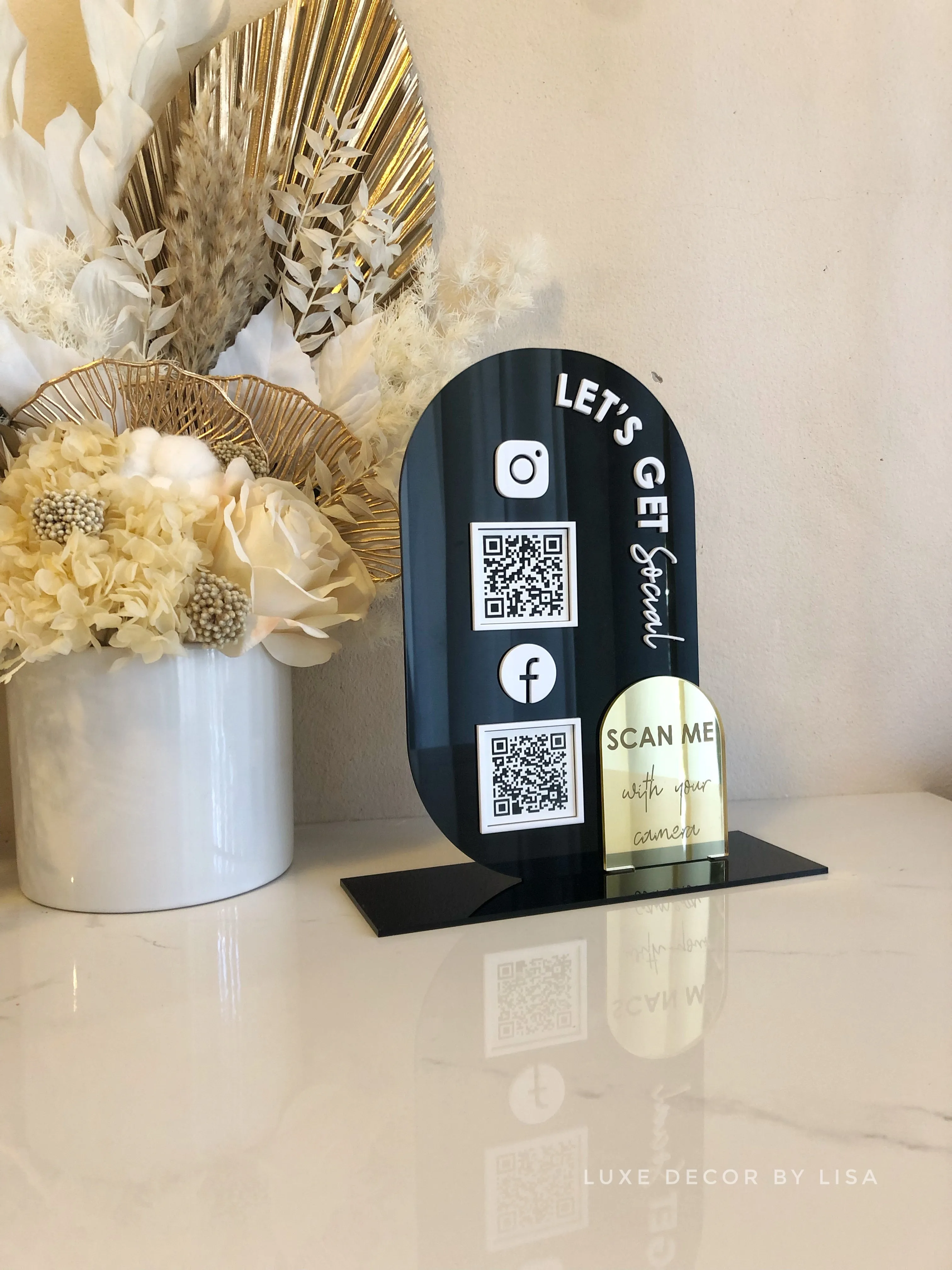 The Oval Modern QR Freestanding Sign