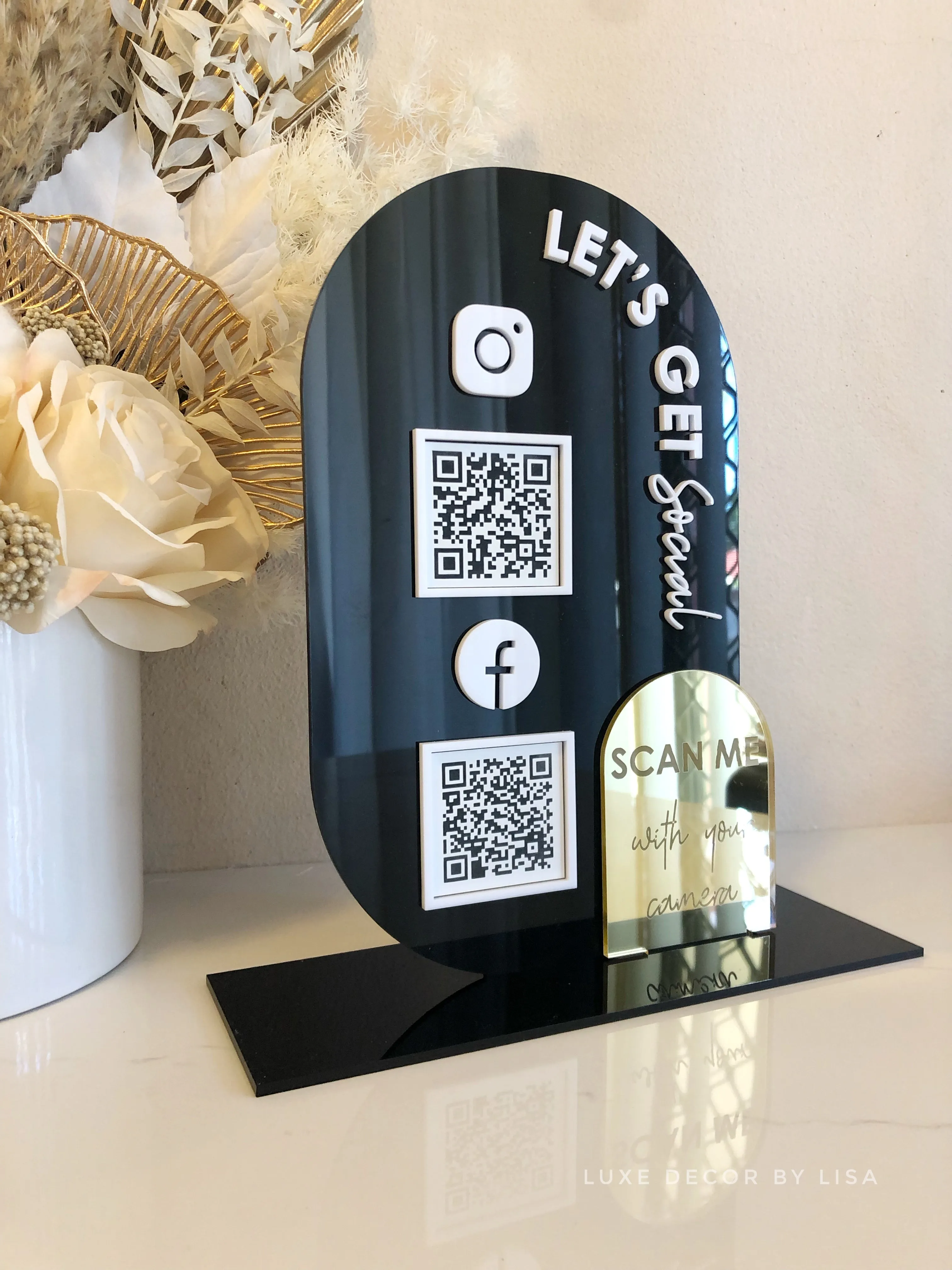 The Oval Modern QR Freestanding Sign