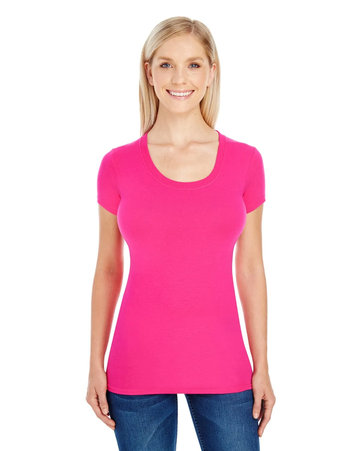 Threadfast Apparel Ladies Spandex Short Sleeve Scoop Neck Tee