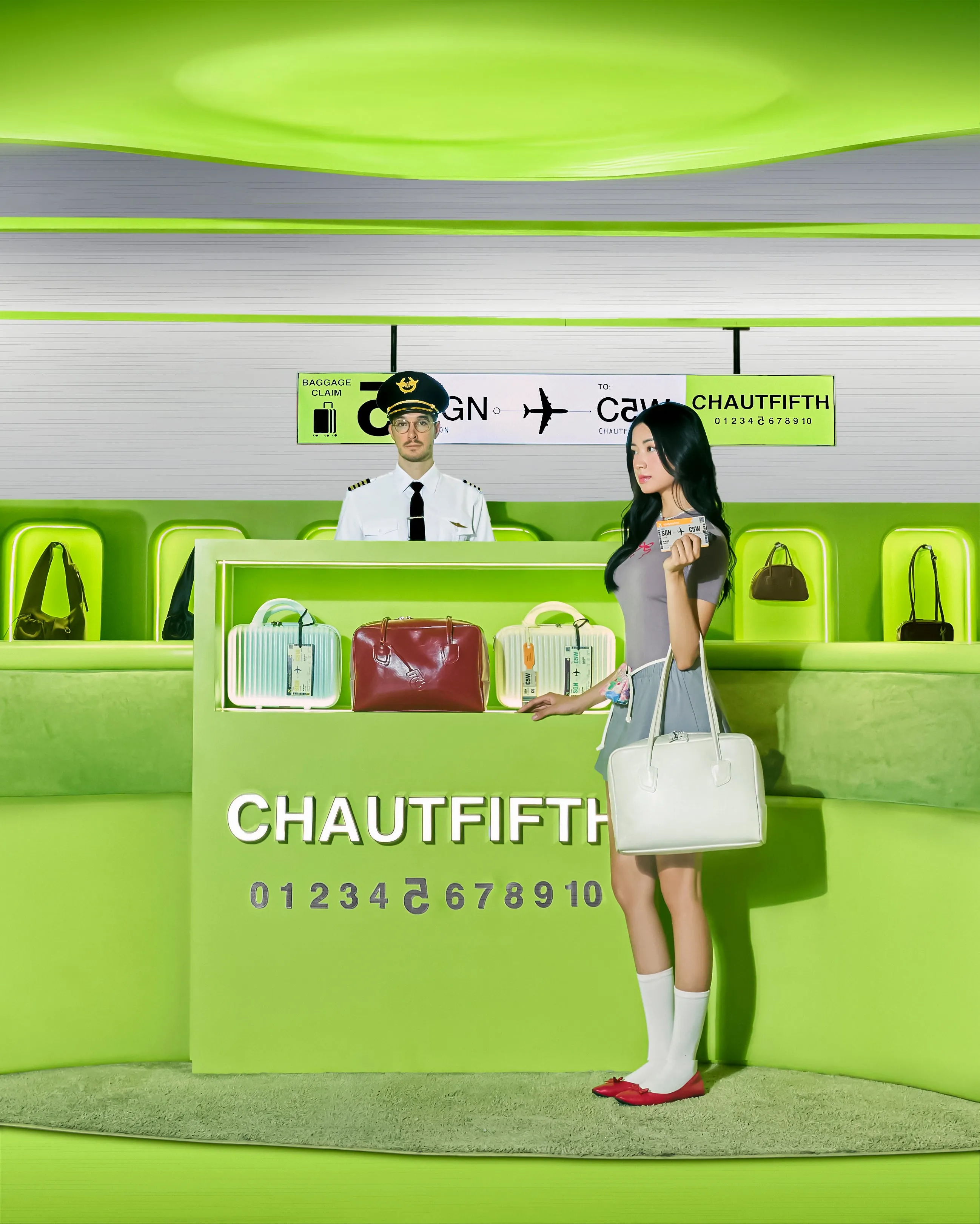Túi xách Bakery Box màu Nâu hoạ tiết