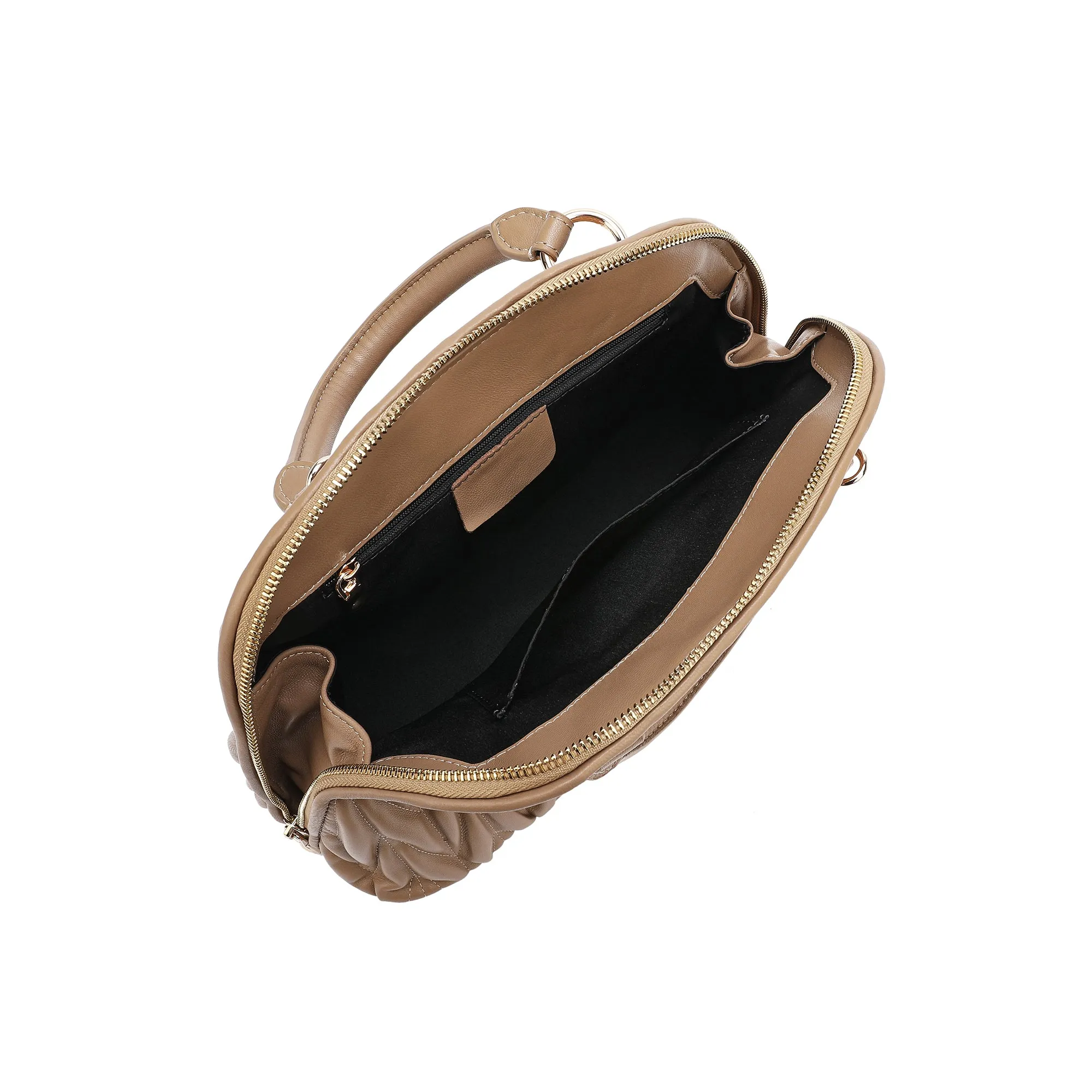 Tiffany & Fred Pleated Lambskin Leather Satchel/Shoulder Bag