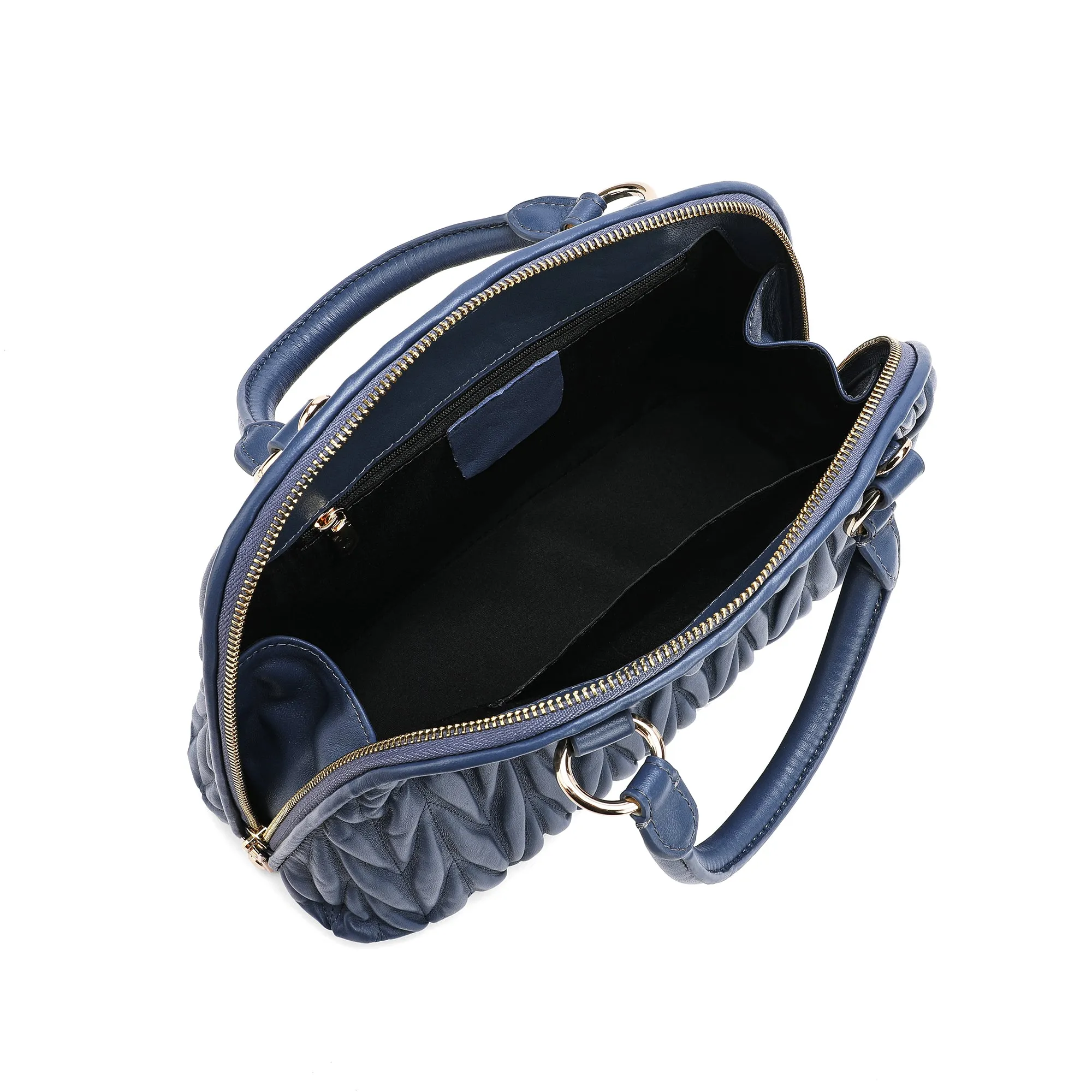 Tiffany & Fred Pleated Lambskin Leather Satchel/Shoulder Bag