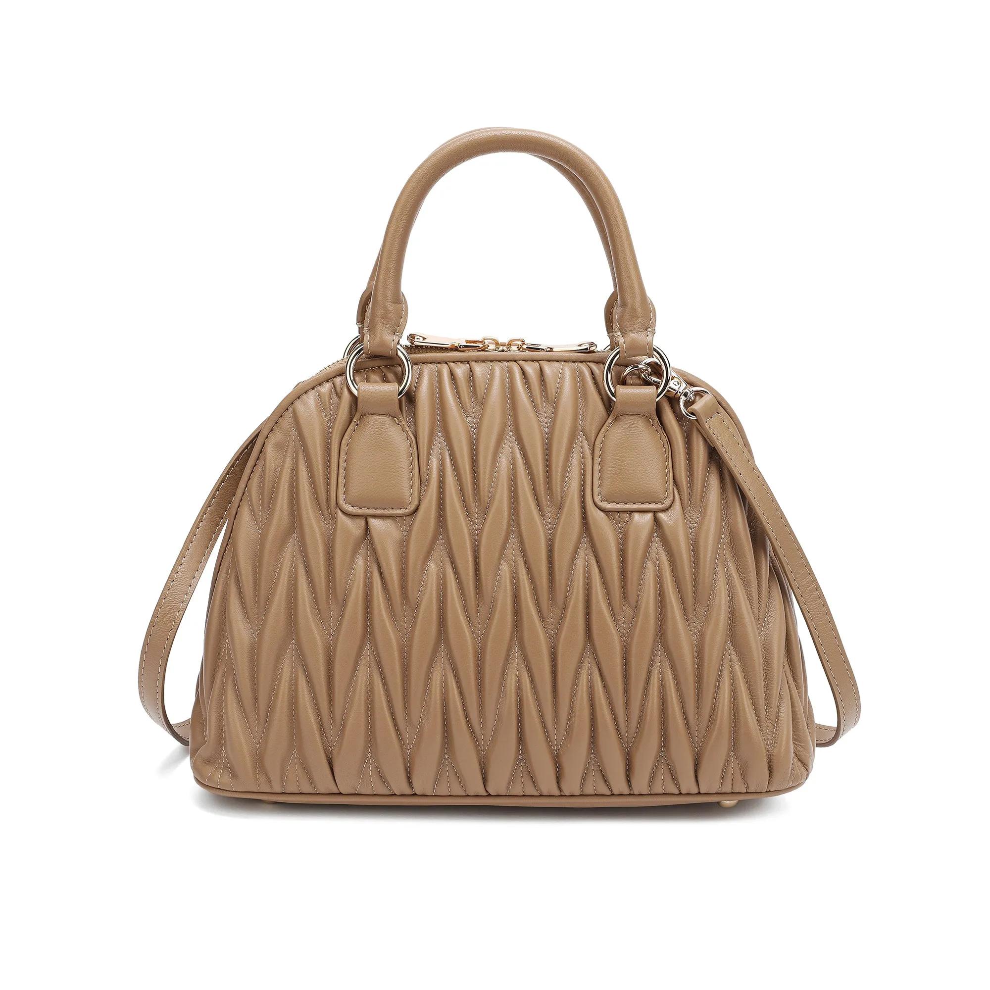 Tiffany & Fred Pleated Lambskin Leather Satchel/Shoulder Bag