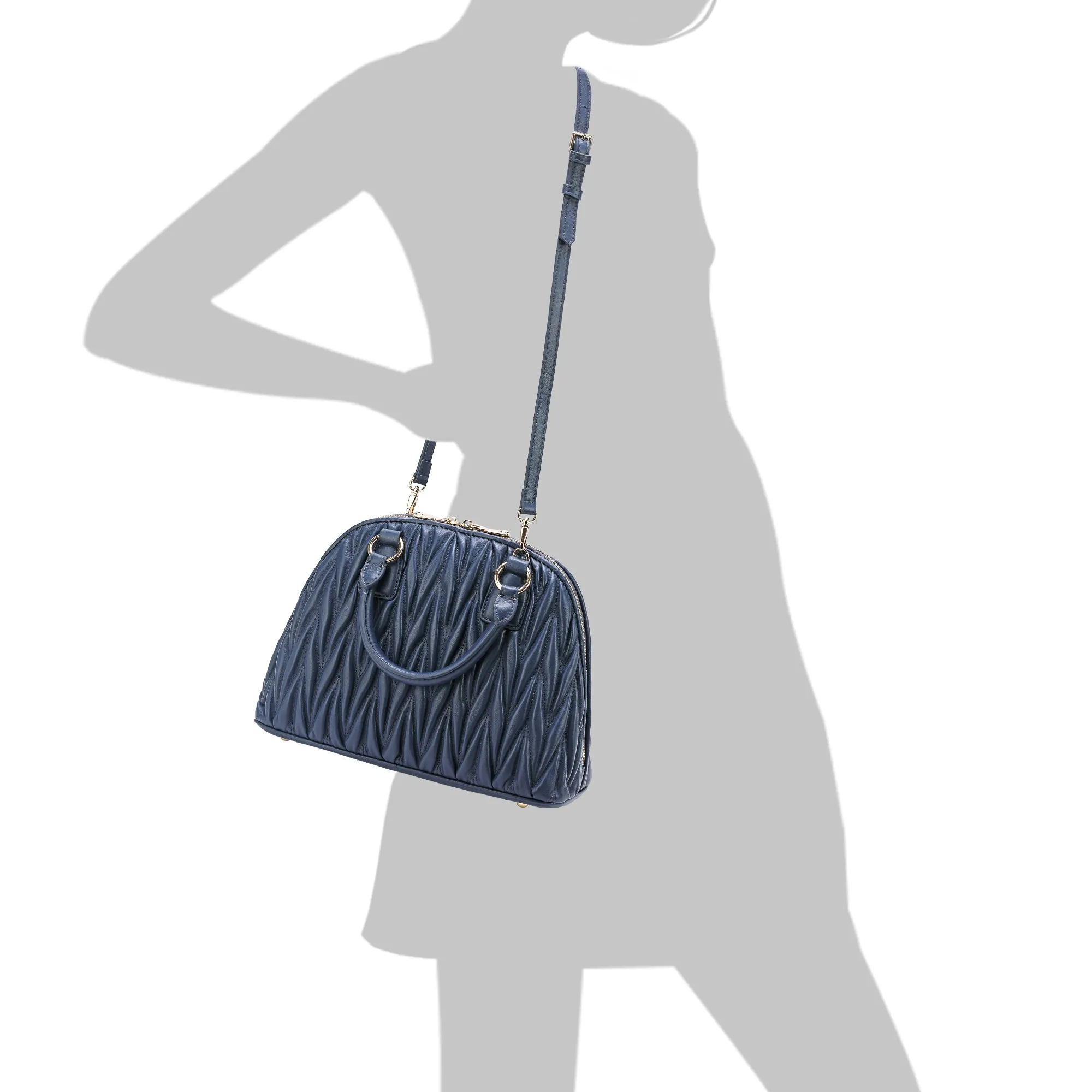 Tiffany & Fred Pleated Lambskin Leather Satchel/Shoulder Bag