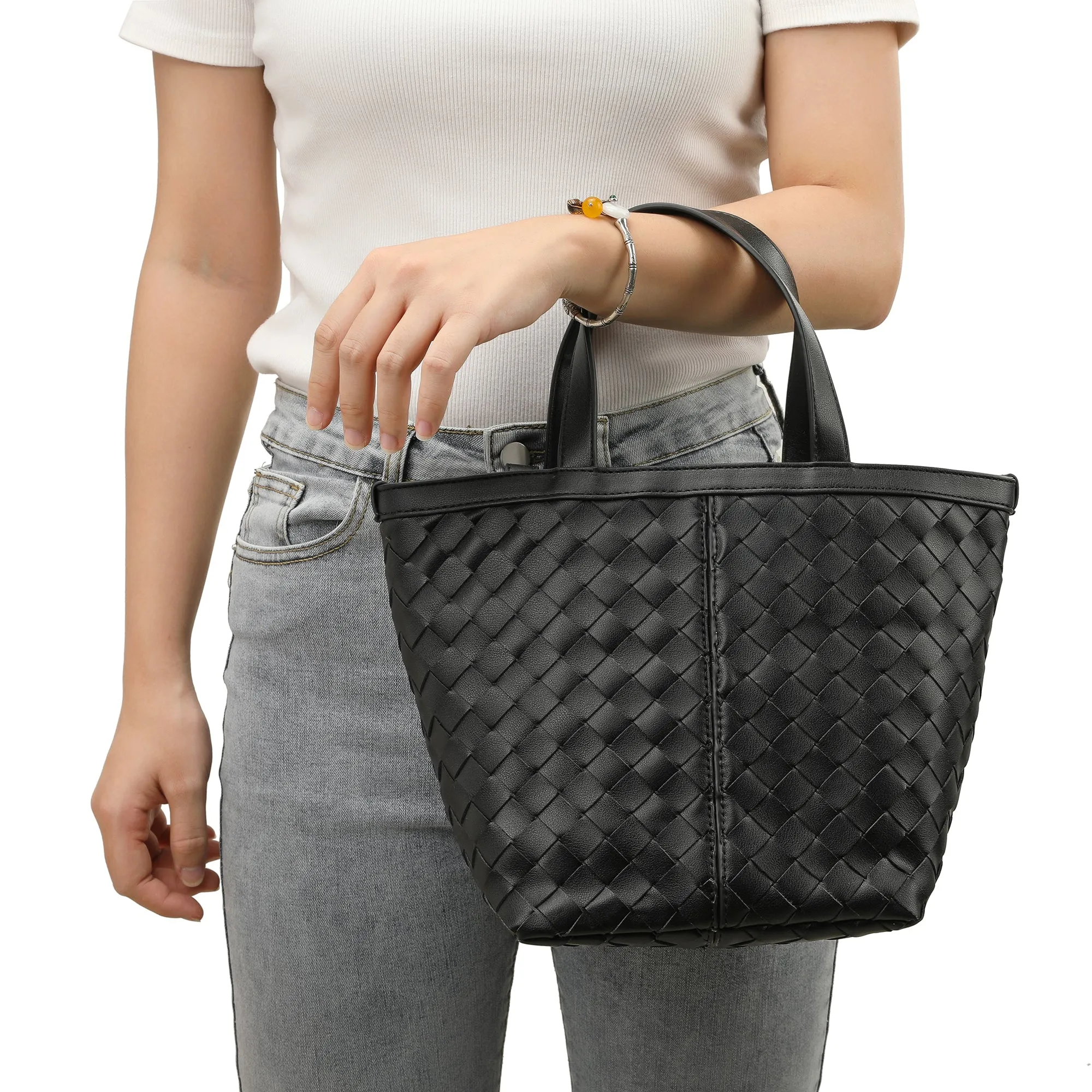 Tiffany & Fred Woven Leather Top-Handle/Shoulder Bag