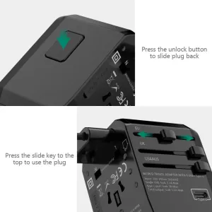 Travel Adapter with 4 USB ports & 1 USB-C port