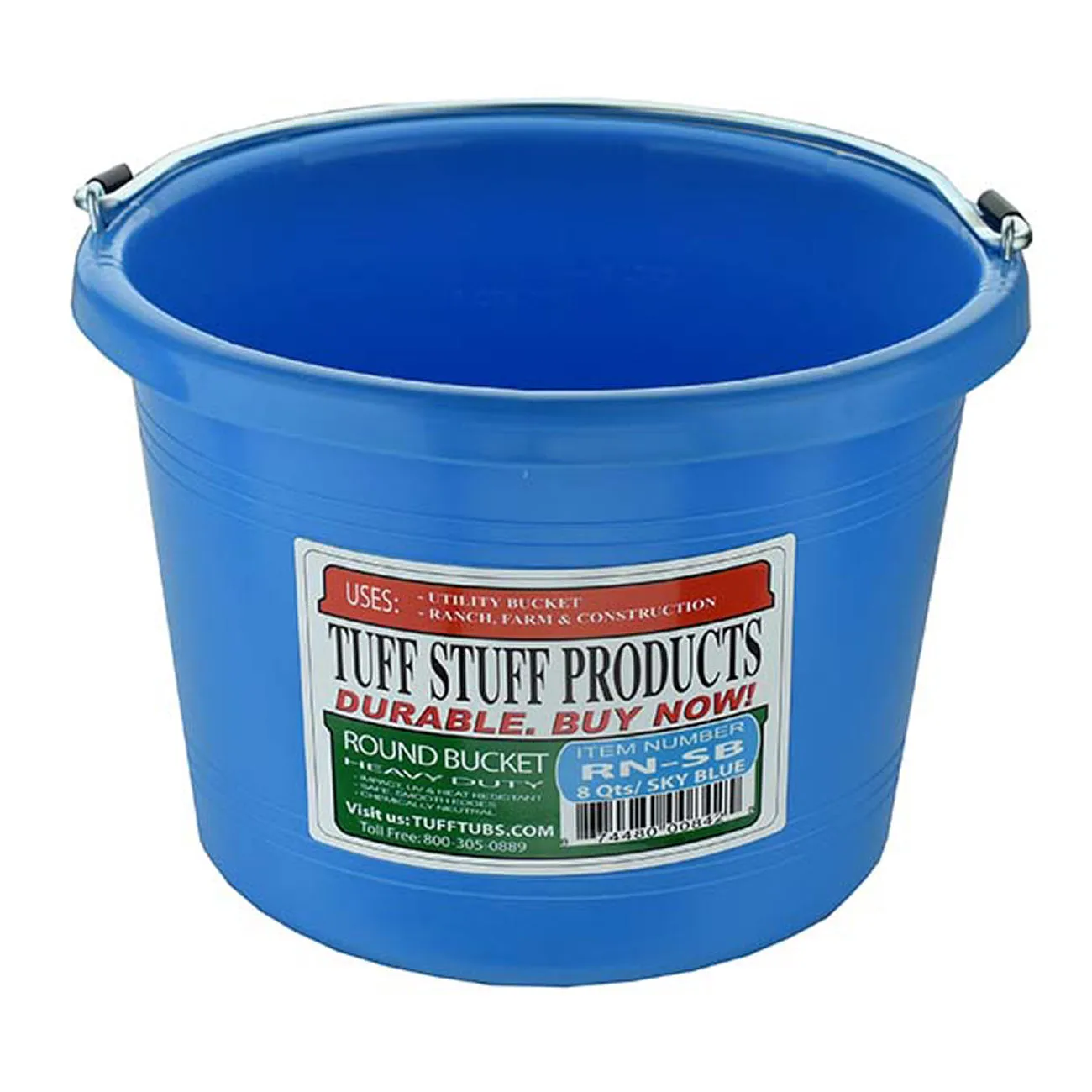 Tuff Stuff round bucket 8 qts - sky blue