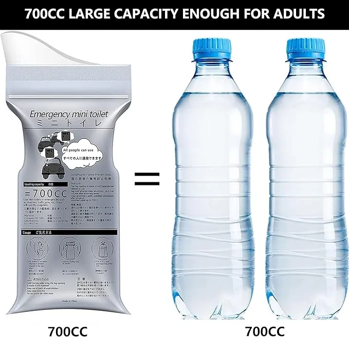 VAKS 8 Pack Disposable Urinal Bag, 700ML Emergency Urine Bag, Unisex Urinal Pee Bags, Female Urinal Vomit Bag for Travel Traffic Jam, Camping, Hiking, Kids Patient